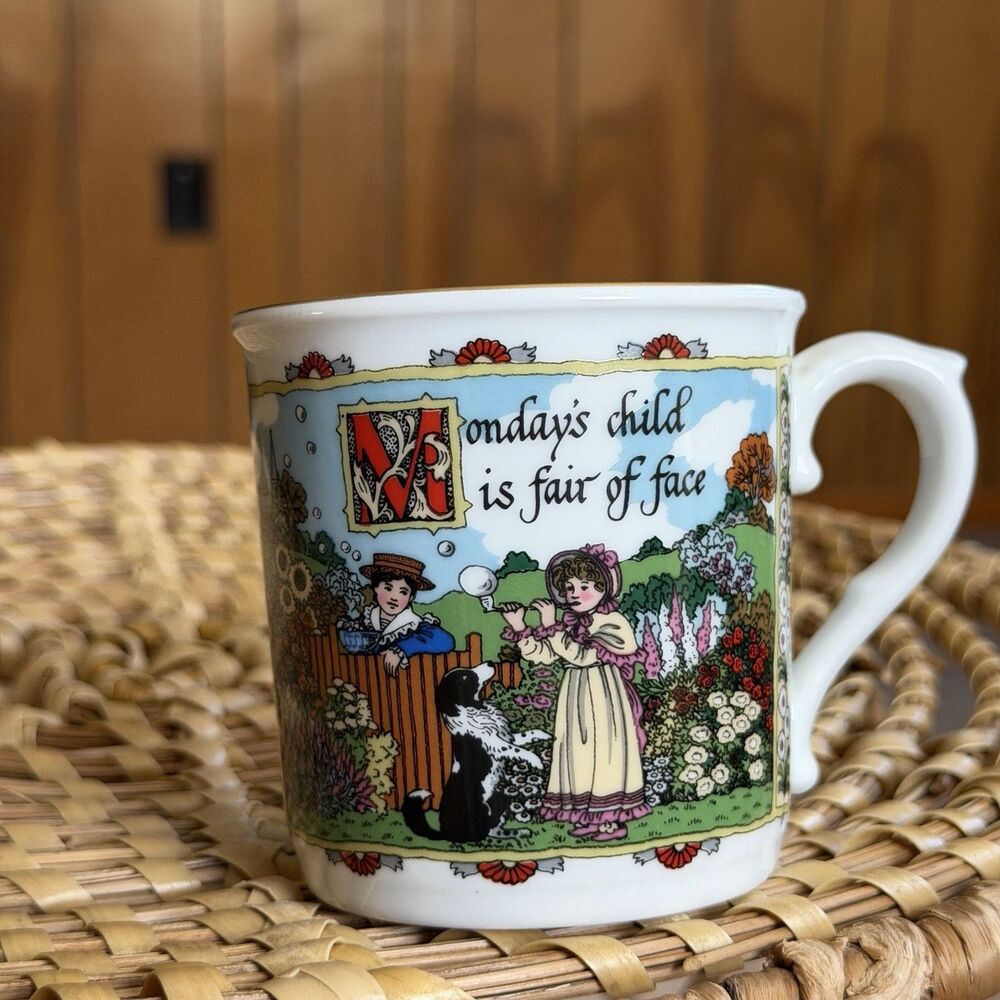 Royal Worcester Bone China Birthday MUG Monday’s Child Fair OF face-England